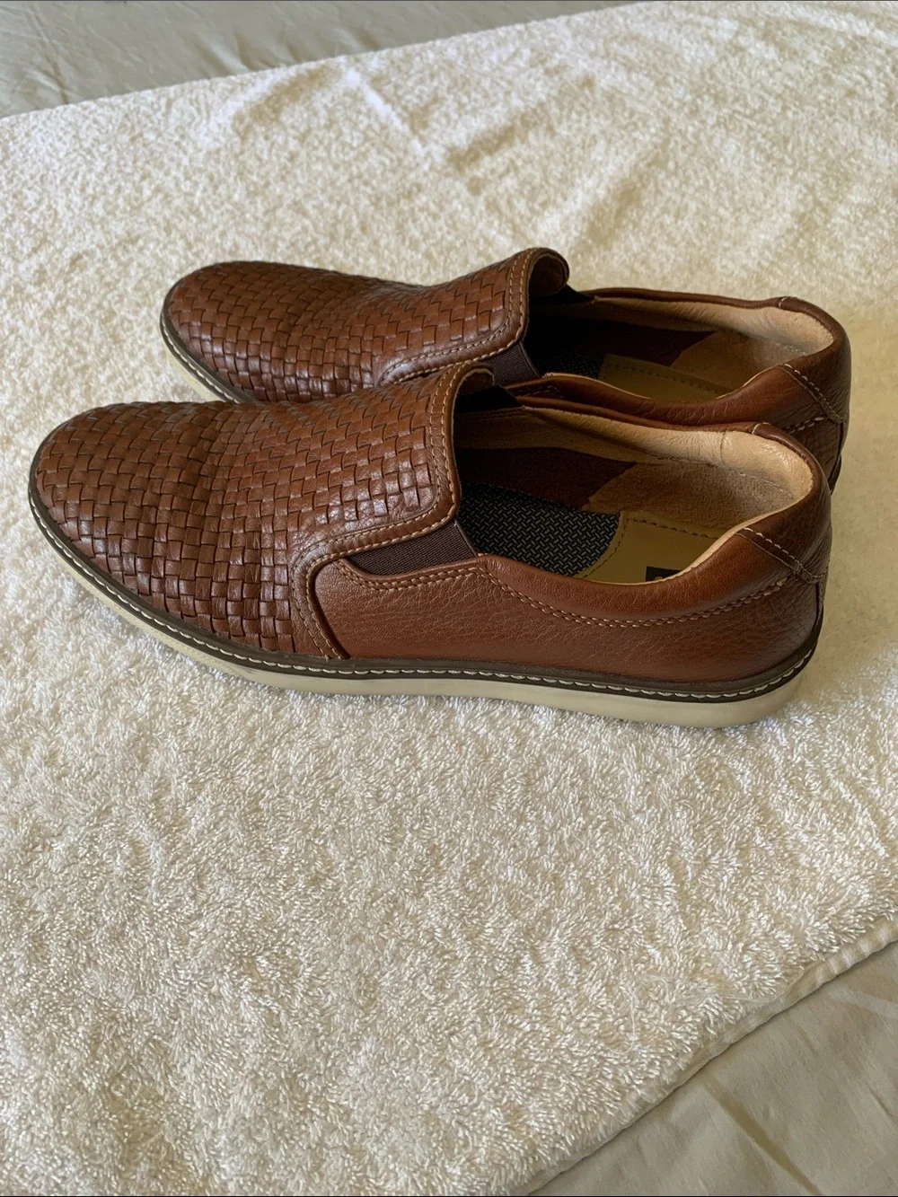 Johnson & Murphy Men’s Woven Slip-On Loafers in Brown